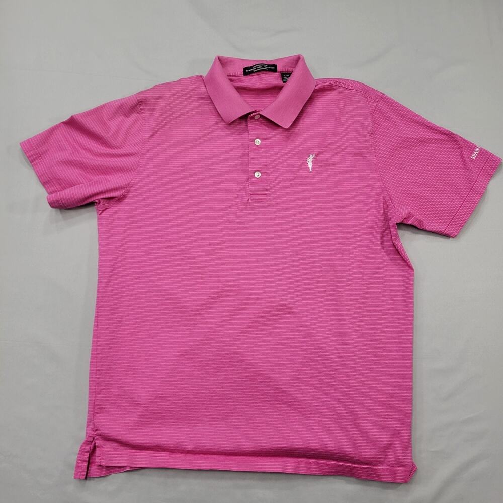 Carnoustie Men’s XL Pink Stripe Mercerized Cotton Golf Polo Shirt Spanish Bay
